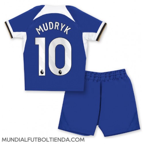 Camiseta Chelsea Mykhailo Mudryk #10 Primera Equipación Replica 2023-24 para niños mangas cortas (+ Pantalones cortos)